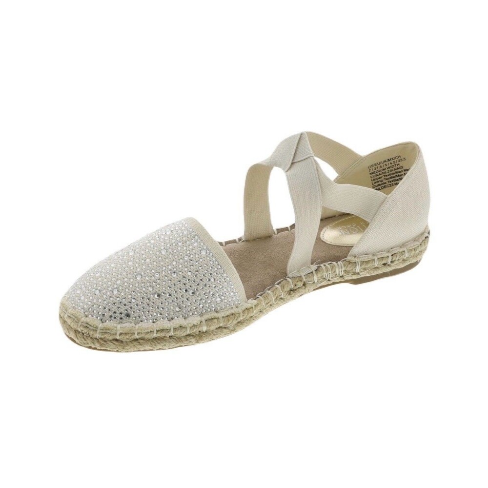 NEW Kenneth Cole Reaction Womens Size 7 Luna Espadrille Flats Rhinestone Beige - Picture 1 of 8